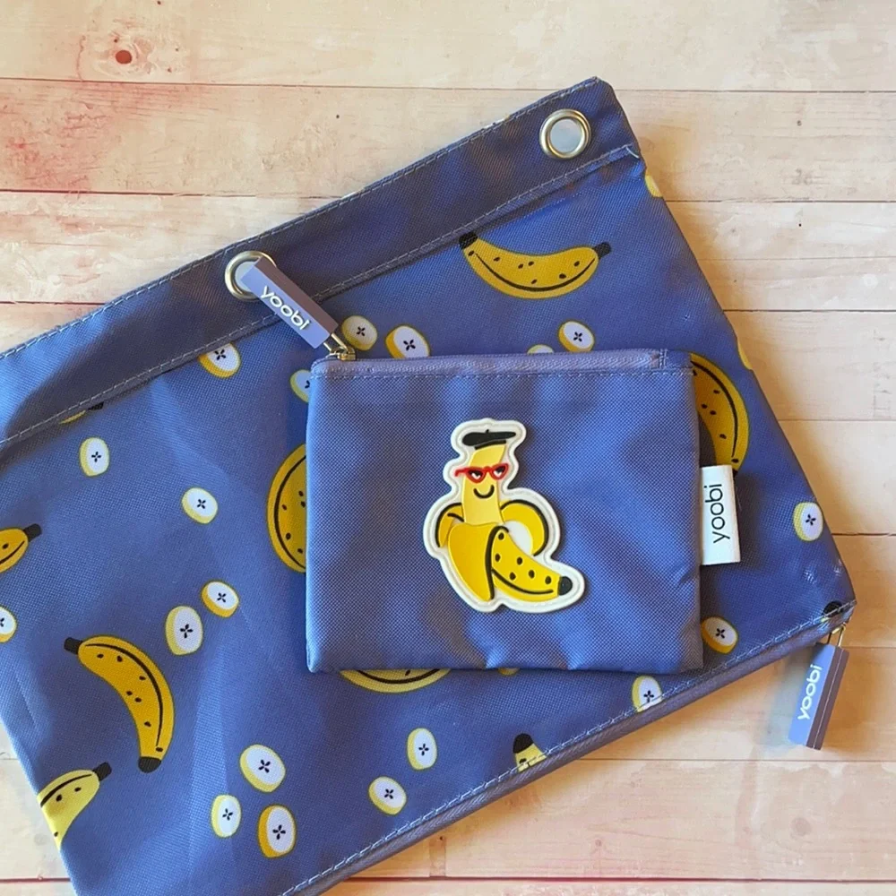 Yoobi Deep Periwinkle & Bananas Case & Coin Pouch